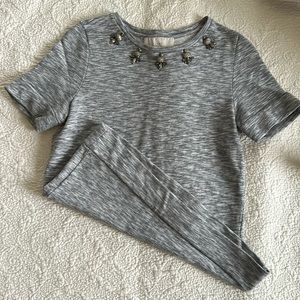 Loft, extra, small, gray sweatshirt, tea with gems